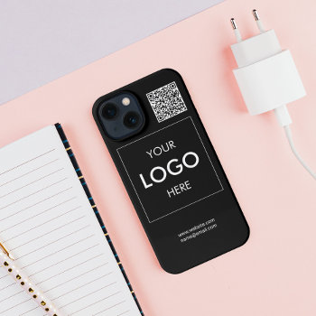 Business Logo Qr Code Branding Black Iphone 13 Case by CrispinStore at Zazzle