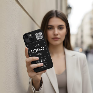 Business Logo QR Code Branding Black iPhone 13 Case