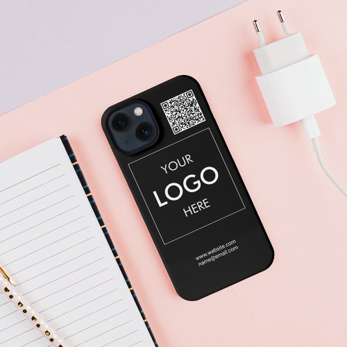 Business Logo QR Code Branding Black iPhone 13 Case