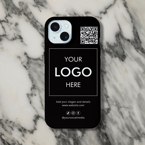 Business Logo QR Code Branding Black iPhone Case