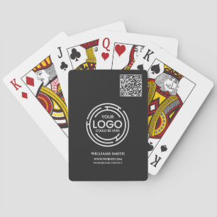 business Logo QR Code Branding Corporate Black Poker Cards