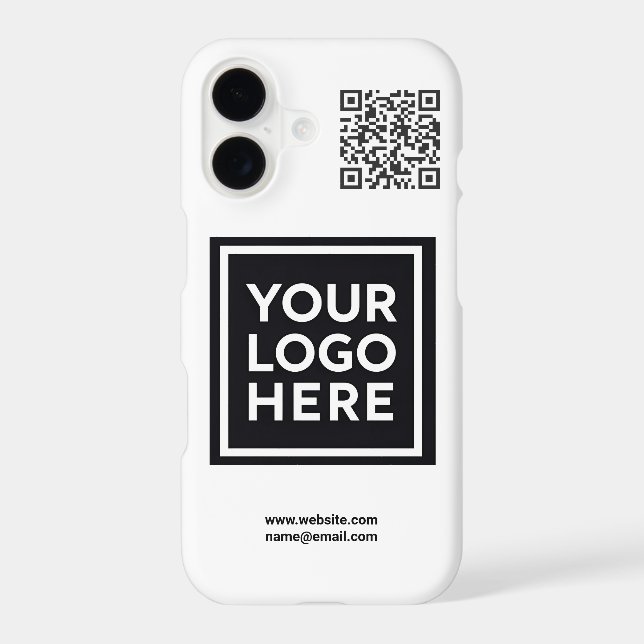 Business Logo QR Code Branding white iPhone Case (Back)