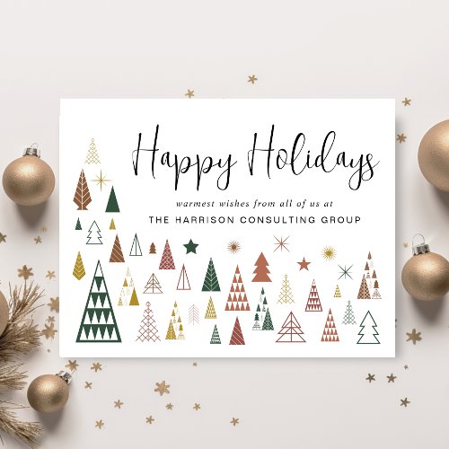 Business Logo QR Code Christmas Trees Corporate Holiday Card