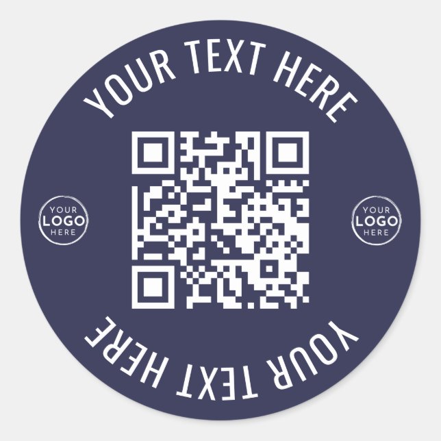 Business Logo QR Code Classic Round Sticker (Front)