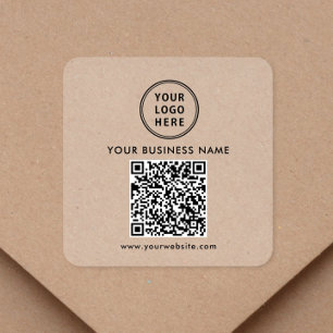 Business Logo QR Code Clear Square Sticker