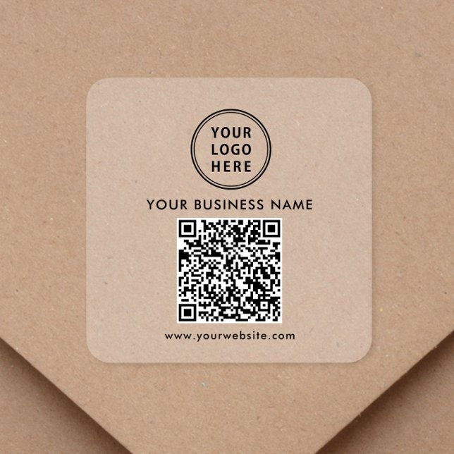 Business Logo QR Code Clear Square Sticker (Business Logo QR Code Clear Square Sticker)