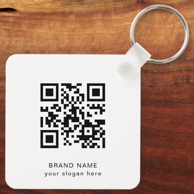Business Logo QR Code Company  Simple Chic Keychain (Back)
