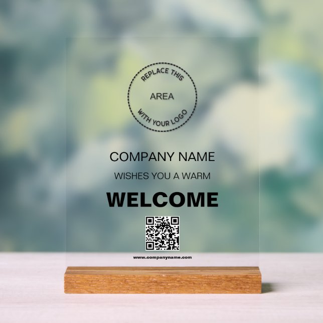 Business Logo QR Code Company Welcome Sign (Neutral)