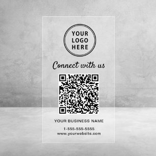 Business Logo QR Code Connect With Us Clear Business Cards