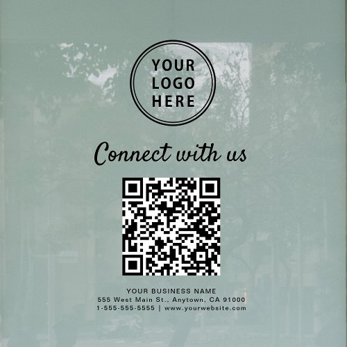 Business Logo QR Code Connect With Us Window Cling
