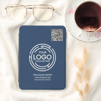 Business Logo QR Code Corporate Brand Navy Blue Kindle Cover