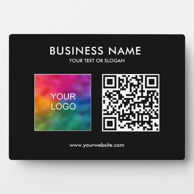 Business Logo QR Code Custom Template Horizontal Plaque (Front)