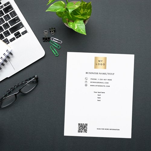 Business logo qr code custom text flyer