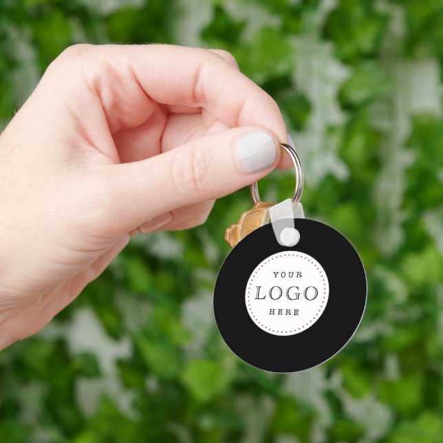 Business Logo QR Code Double Sided  Keychain (Hand)