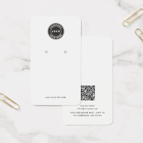 Business Logo QR Code Earring Custom Display Card