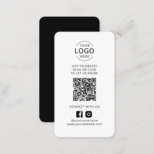 Business Logo QR Code Feedback Social Media Business Card