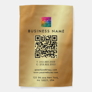 Business Logo QR Code Gold Outdoor Promotional Garden Flag