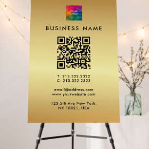 Business Logo QR Code Gold Template Glamour Foam Board