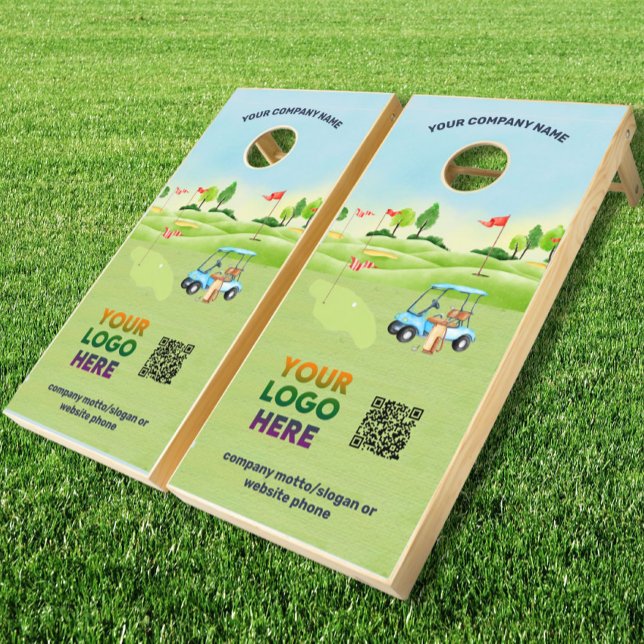 Business Logo QR Code Golf Course Cart  Cornhole Set (Creator Uploaded)