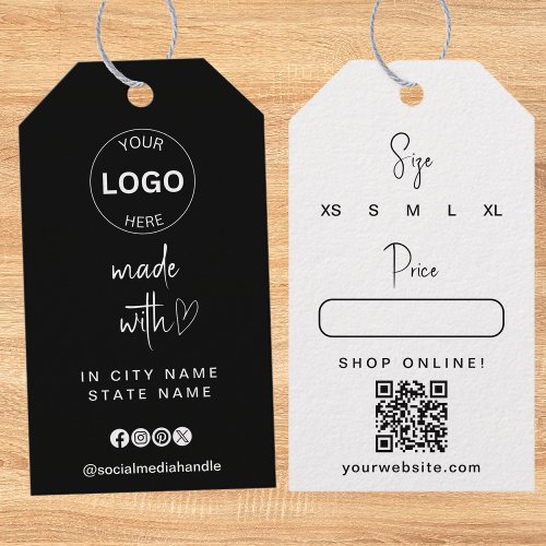 Business Logo Qr Code Hang Tags Price Size