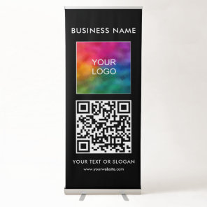 Business Logo QR Code Here Vertical Elegant Modern Retractable Banner