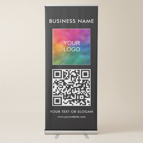 Business Logo QR Code Here Vertical Elegant Modern Retractable Banner