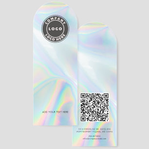 Business Logo QR Code Holographic Modern Bookmarks