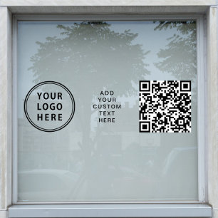 Business Logo QR Code Horizontal Window Cling