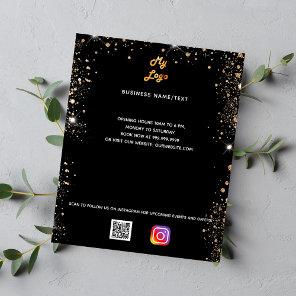 Business logo qr code instagram black gold flyer