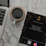 Business logo qr code instagram black gold stars flyer<br><div class="desc">A black background decorated with golden stars. Personalize and add your business logo,  name,  address,  your text,  your own QR code to your instagram account.</div>