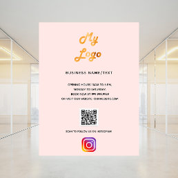Business logo qr code instagram blush rose gold poster