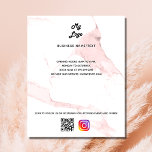 Business logo qr code instagram custom text blush flyer<br><div class="desc">Blush pink marble background. Personalize and add your business logo,  name,  address,  your text,  your own QR code to your instagram account.</div>