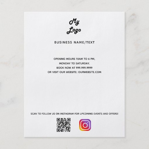 Business logo qr code instagram custom text flyer | Zazzle