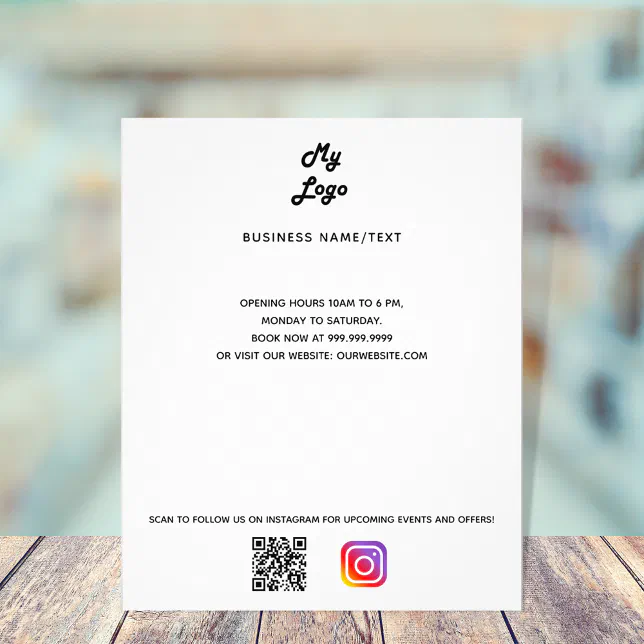 Business logo qr code instagram custom text flyer | Zazzle