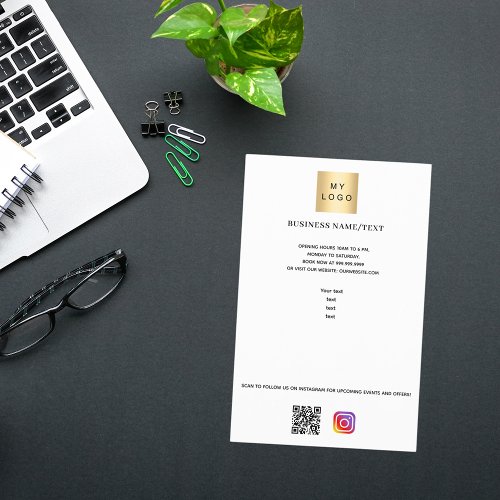 Business logo qr code instagram custom text flyer