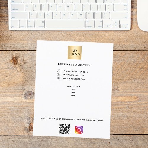 Business logo qr code instagram custom text flyer