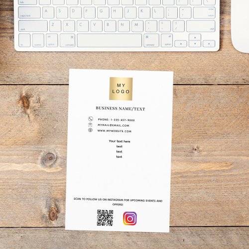 Business logo qr code instagram custom text flyer