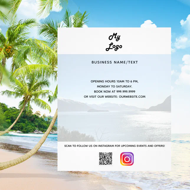 Business logo qr code instagram custom text photo flyer | Zazzle