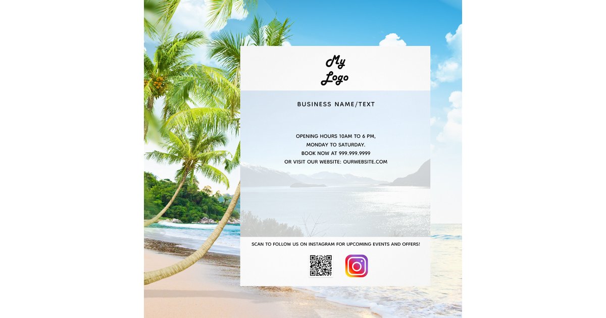 Business logo qr code instagram custom text photo flyer | Zazzle