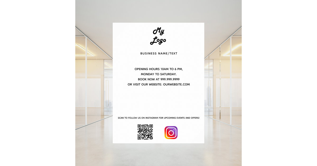 Business logo qr code instagram custom text poster Zazzle