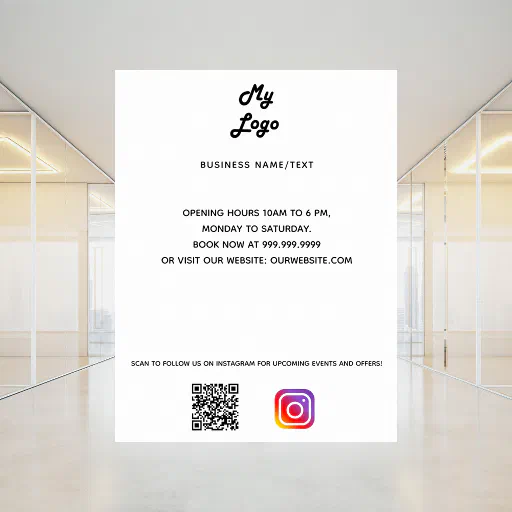 Business logo qr code instagram custom text poster Business logo qr code instagram custom text poster