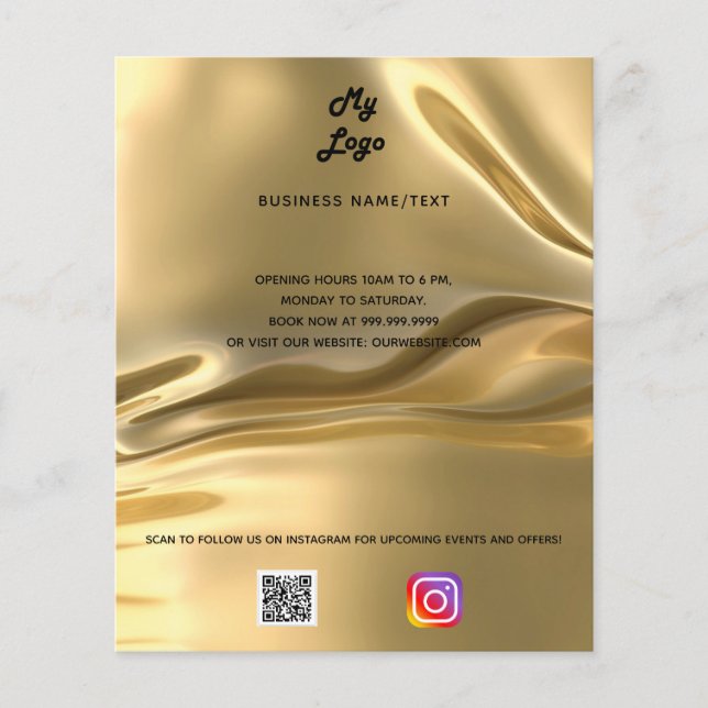 Business logo qr code instagram gold golden flyer (Front)