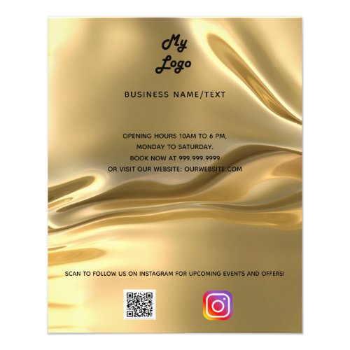 Business logo qr code instagram gold golden flyer