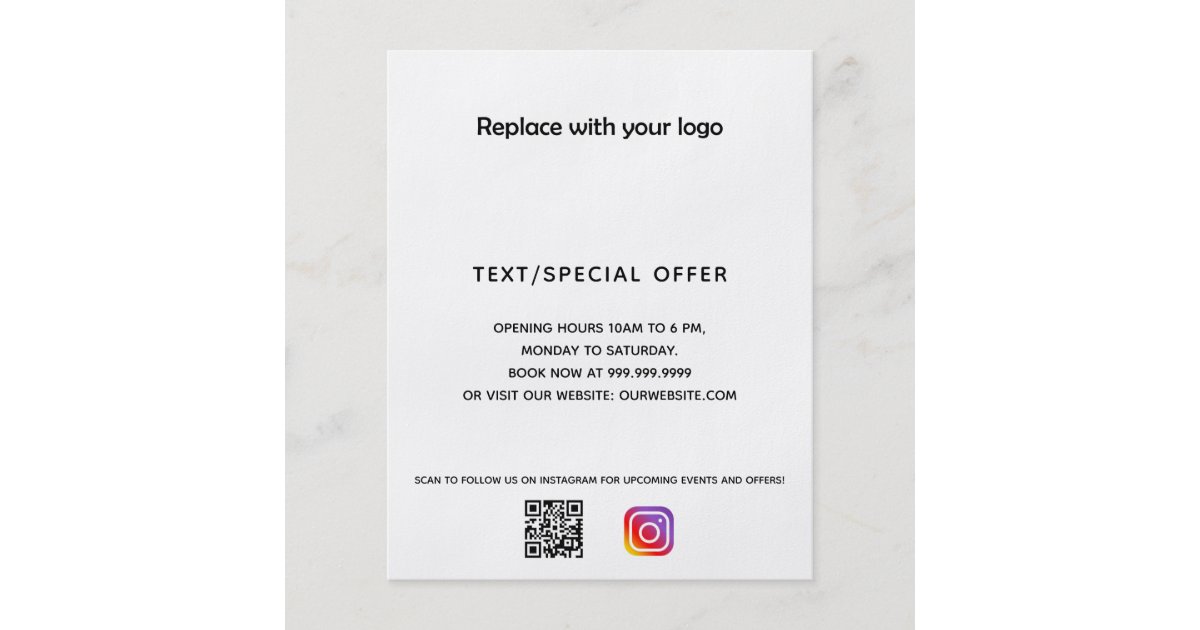 Business logo qr code instagram promotion flyer | Zazzle