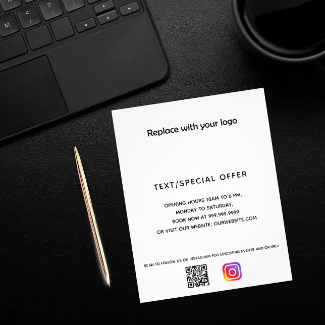 Business logo qr code instagram promotion flyer | Zazzle