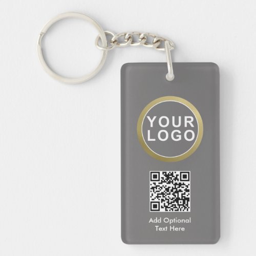 Business Logo QR Code Keychain  Gray 
