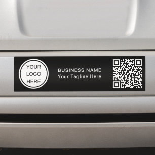Business Logo & QR Code l Black & White Branding  Bumper Sticker