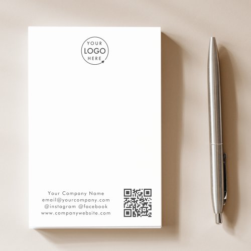 Business Logo  QR Code Minimal Simple White Post_it Notes