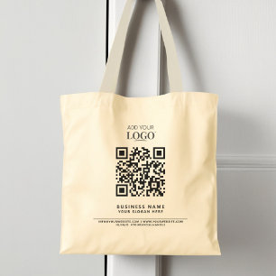 Business Logo QR Code Minimalist Boutique Tote Bag