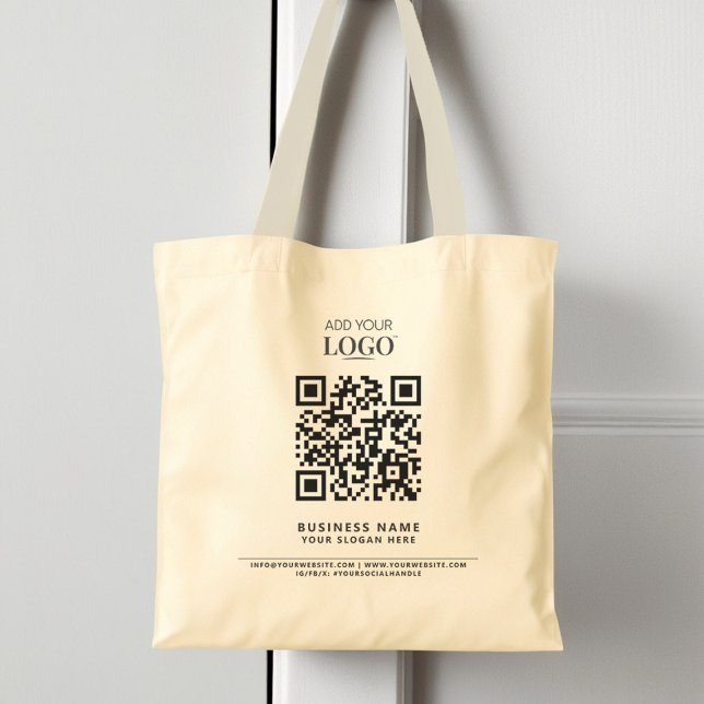 Business Logo QR Code Minimalist Boutique Tote Bag (Creator Uploaded)